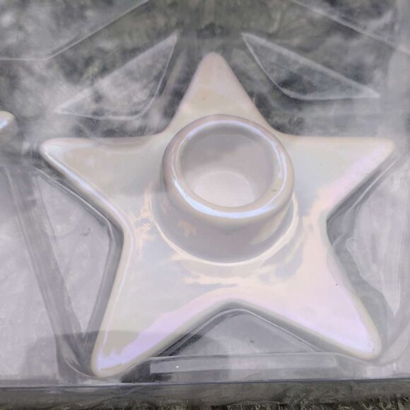 Target Bullseye 2 pk Ceramic Iridescent Taper star -Shaped Candle Holders NEW - Picture 6 of 6